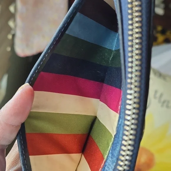 Coach DENIM POPPY Legacy LINED large Wristlet. Fits Iphone RARE - Picture 8 of 15